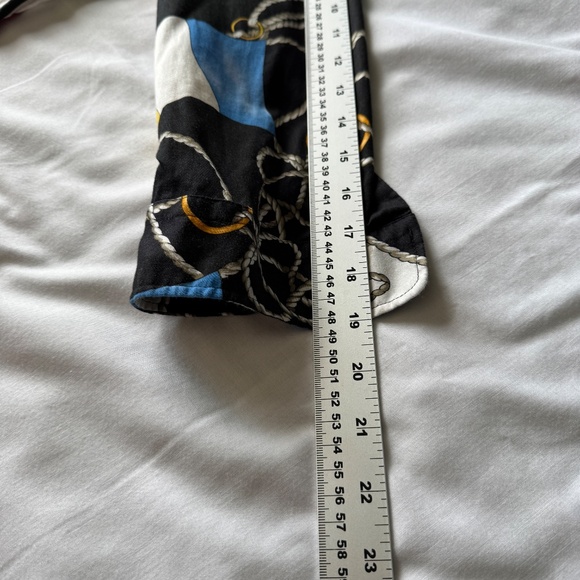 Lauren Ralph Lauren Nautical Sailing Flag Print Button Up Blouse Black Medium - Picture 12 of 15